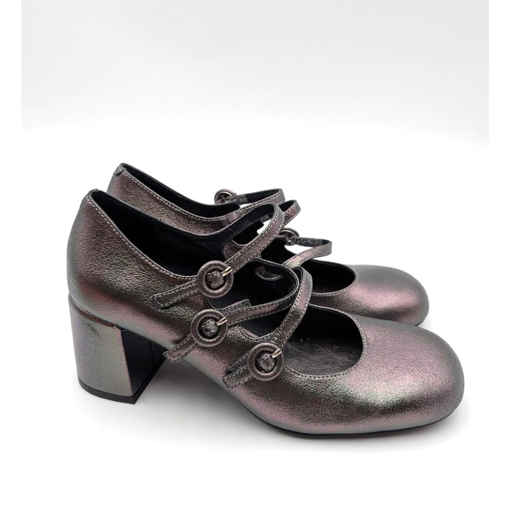Jeffrey Campbell Tierz Mary Jane Pumps Women's Pewter Metallic Size US6.5 EU37 - Picture 3 of 11